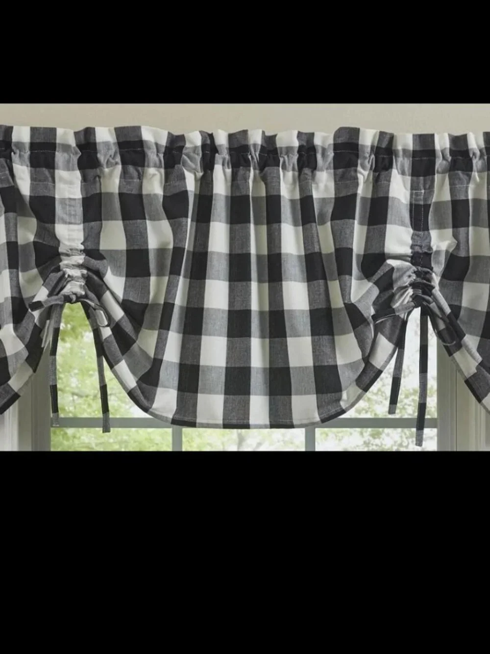 Farmhouse Black & Cream 60 x 20  Lined Window Valance by Park Designs